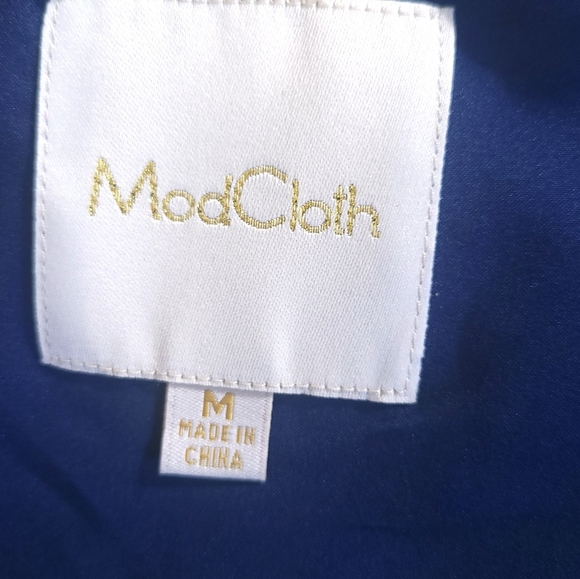 ModCloth pink and navy fit n flare dress - Picture 4 of 7